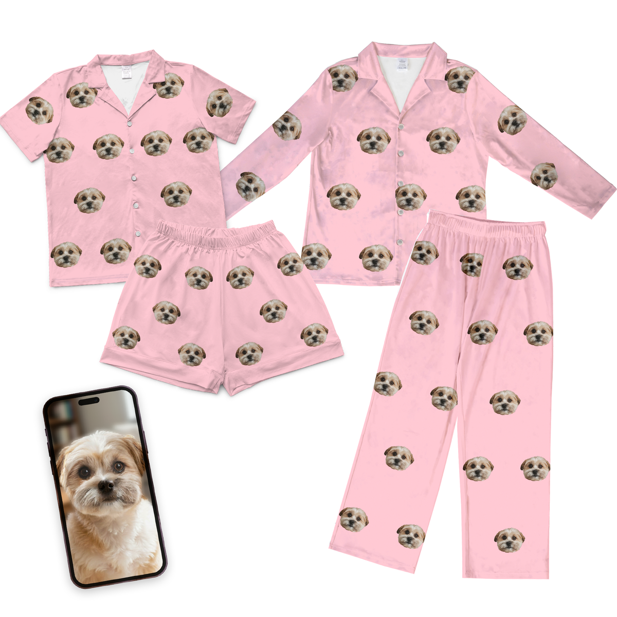 Kids Custom Pet Face Pajamas - Pink Dream