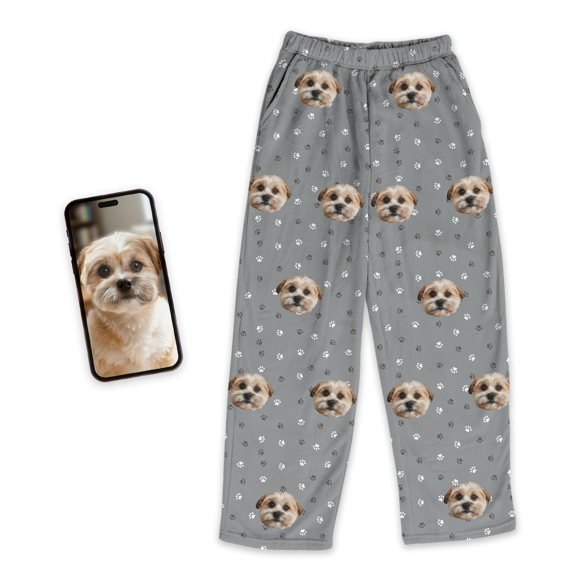 Custom Pet Face Fleece Pajama Pants