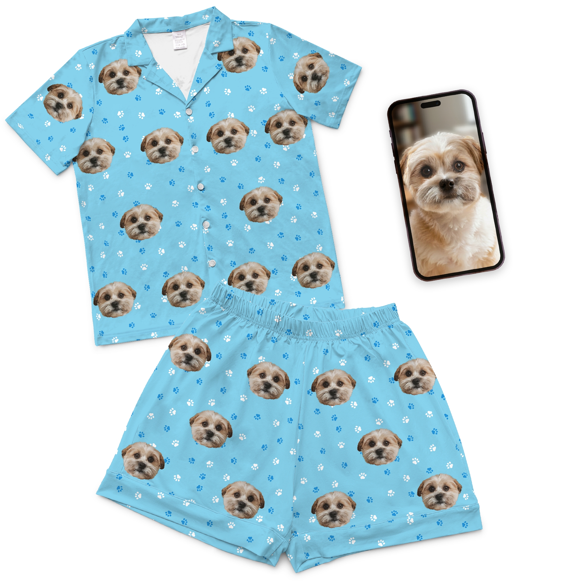 Two pajamas, one with short sleeves and other with long sleeves