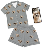 Kids Custom Pet Face Pajamas - Slate Gray