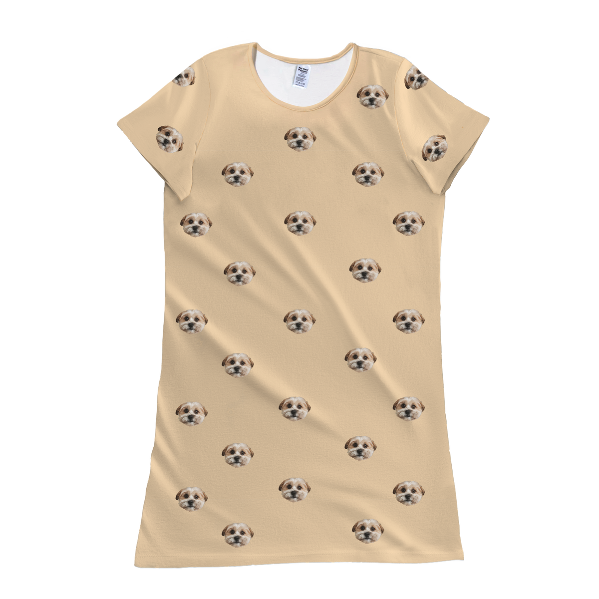 Yellow nightgown with dog pattern on a white background[ButterYellow]