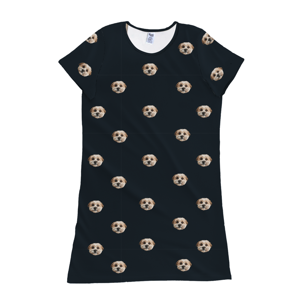 Black nightgown with dog pattern on a white background[Black]