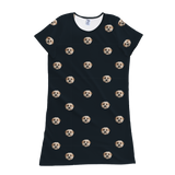 Black nightgown with dog pattern on a white background[Black]