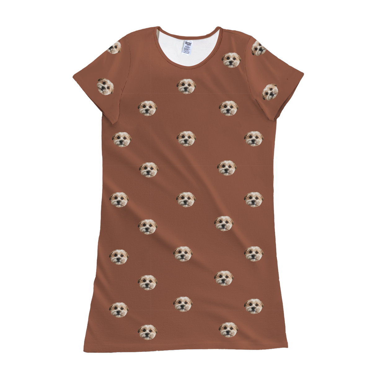 Brown nightgown with dog pattern on a white background[Cocoa]