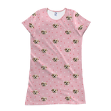 Light pink nightgown with dog pattern on a white background