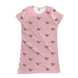 Pink nightgown with dog pattern on a white background