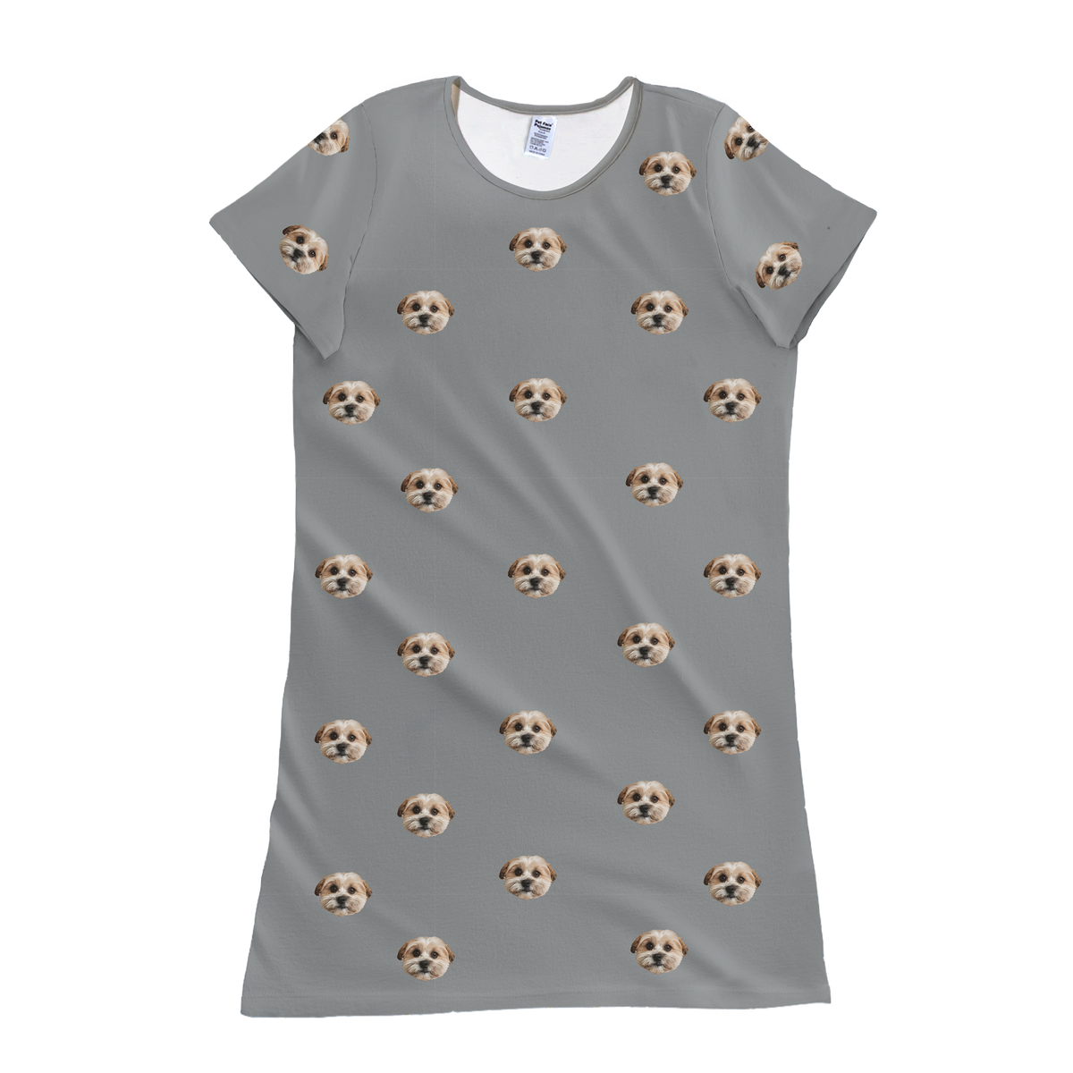 Gray nightgown with dog pattern on a white background[SlateGray]
