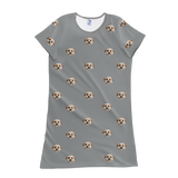 Gray nightgown with dog pattern on a white background