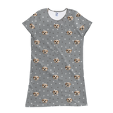 Gray nightgown with dog pattern on a white background
