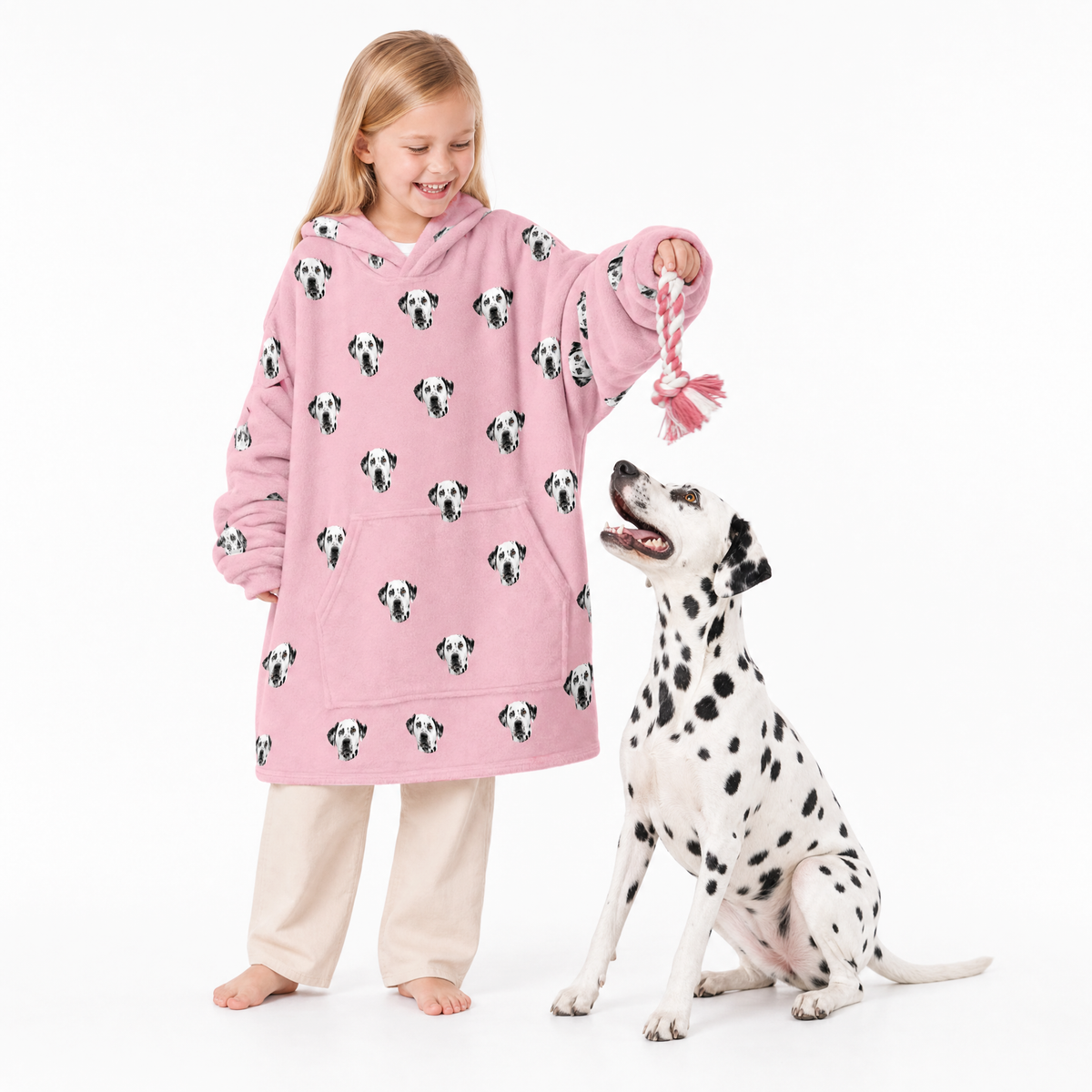 Kids Custom Pet Face Fleece Blanket Hoodie