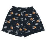 These are cartoon pajama shorts in a black color with repeating pet faces on them[PajamaShorts]