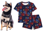 Pajamas with superhero and dog pattern on a white background