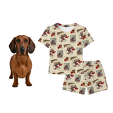 Pajamas with beige-style graphics on a white background