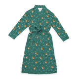 This is a robe in a Green Paws print with repeating pet faces on it[GreenPawsRobe]