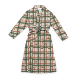 This is a robe in a Light Christmas Flannel print with repeating pet faces on it[LightChristmasFlannelRobe]