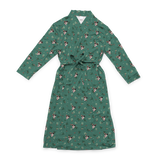 This is a robe in a Mistletoe print with repeating pet faces on it[MistletoeRobe]