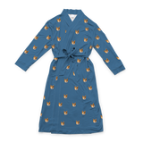 This is a robe in a Solid Blue print with repeating pet faces on it[SolidBlueRobe]
