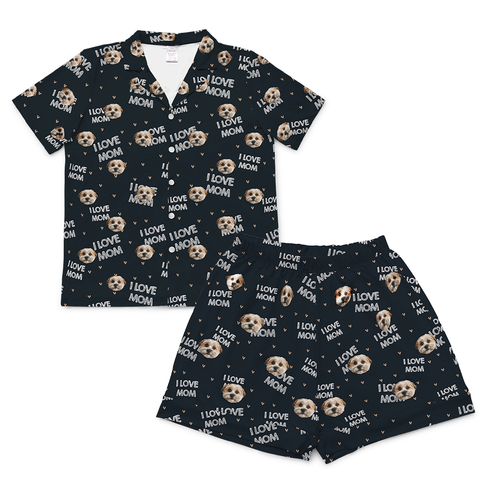 ILoveMom-BlackShortSleevePajamaShirt&amp;ShortsSet
