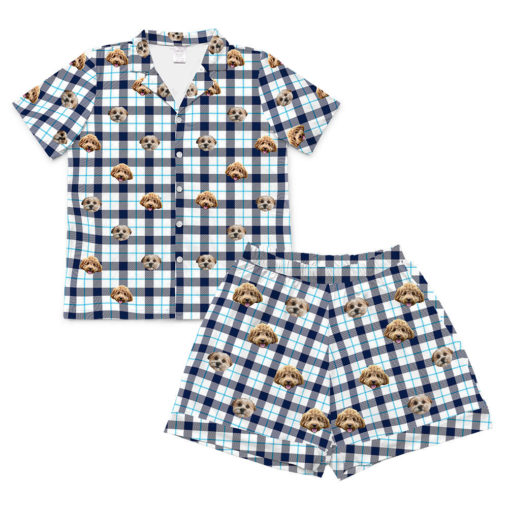 BluePlaidPajamaSet(Shirt&amp;Shorts)2Pets