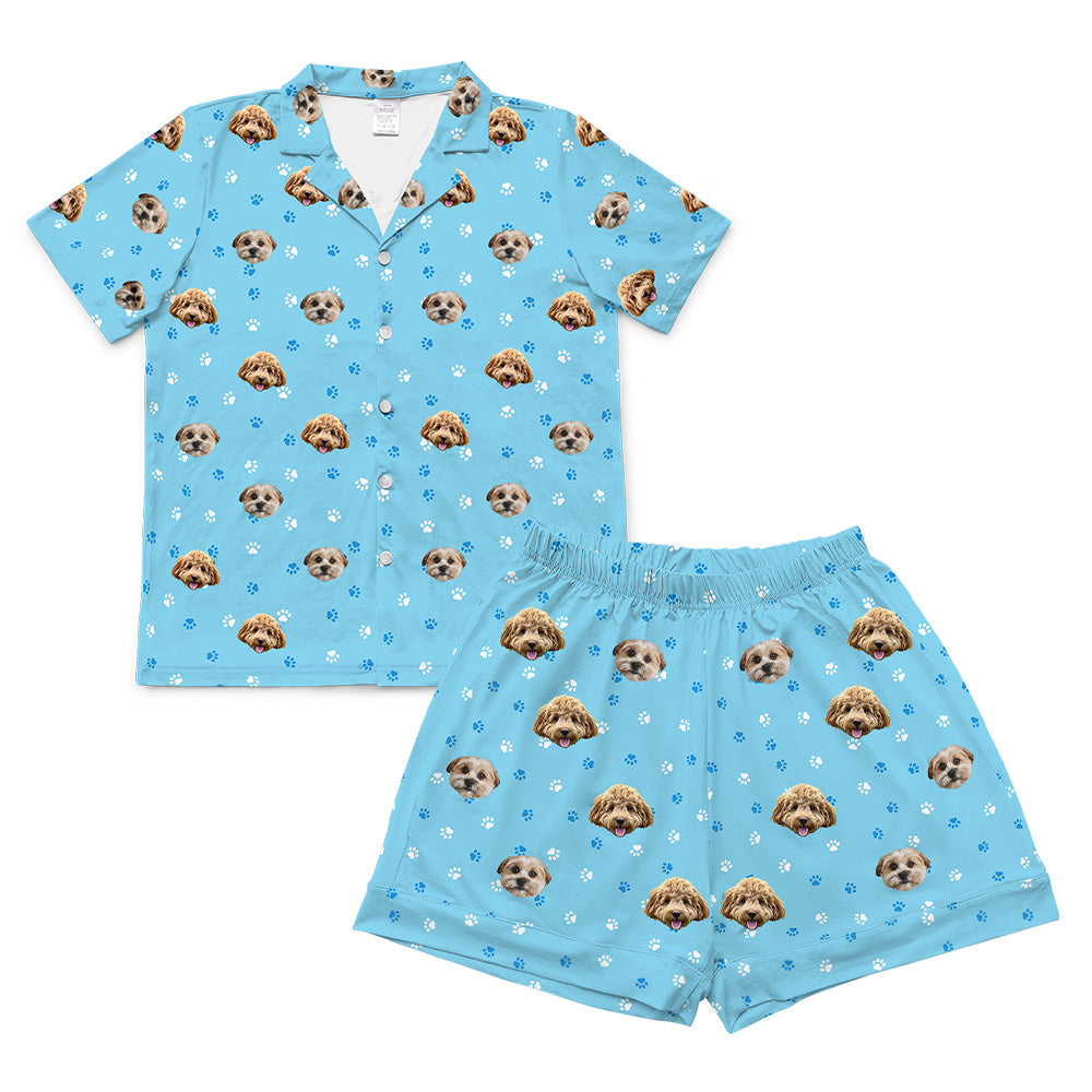 LightBluePawsPajamaSet(Shirt&amp;Shorts)4-InchInseamShorts2PetImages(+$4.00)