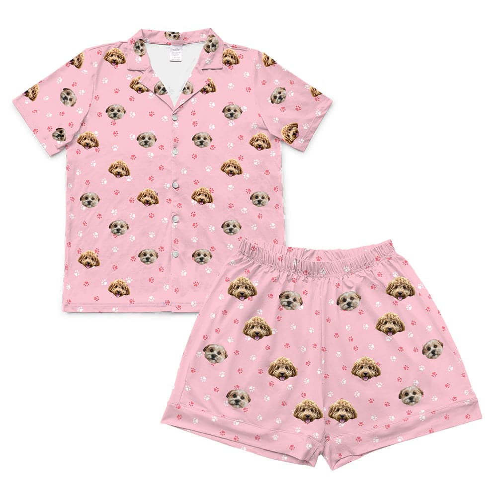 LightPinkPawsShortPajamaSet(Shirt&Shorts)2Pets