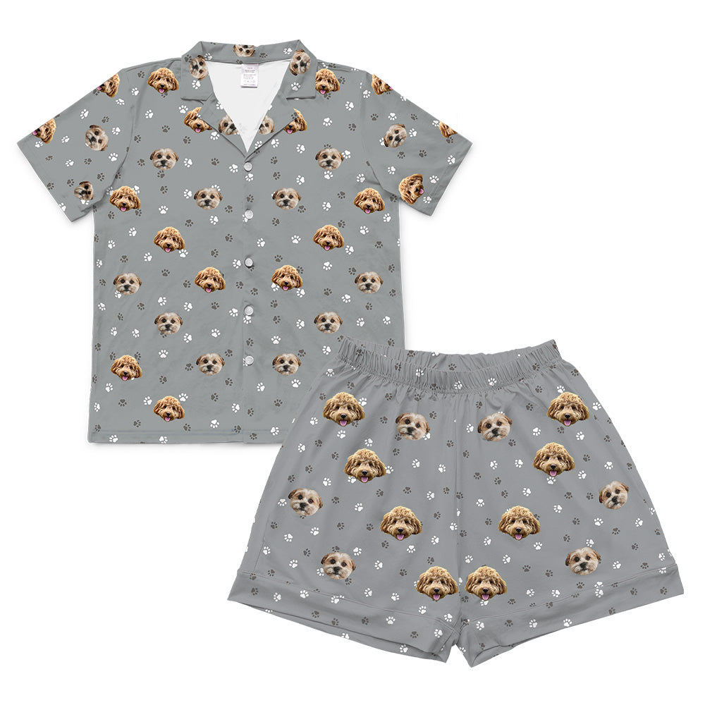 SlateGrayPawsPajamaSet(Shirt&Shorts)2Pets