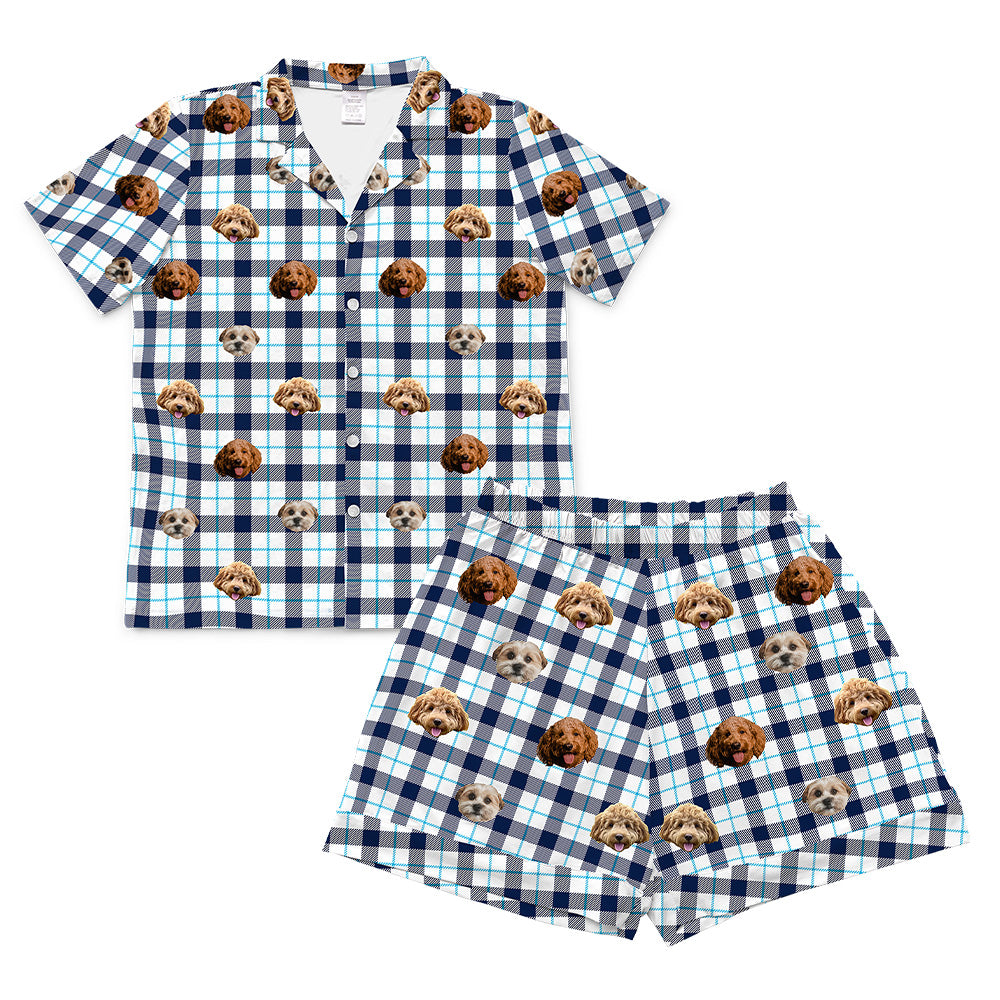 BluePlaidPajamaSet(Shirt&amp;Shorts)4-InchInseamShorts3PetImages(+$8.00)