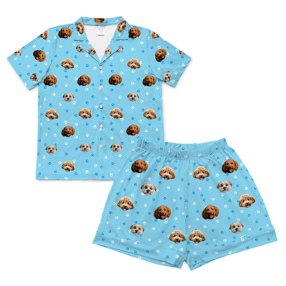 LightBluePawsPajamaSet(Shirt&amp;Shorts)4-InchInseamShorts3PetImages(+$8.00)