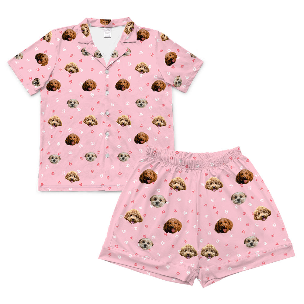 LightPinkPawsPajamaSet(Shirt&amp;Shorts)4-InchInseamShorts3PetImages(+$8.00)