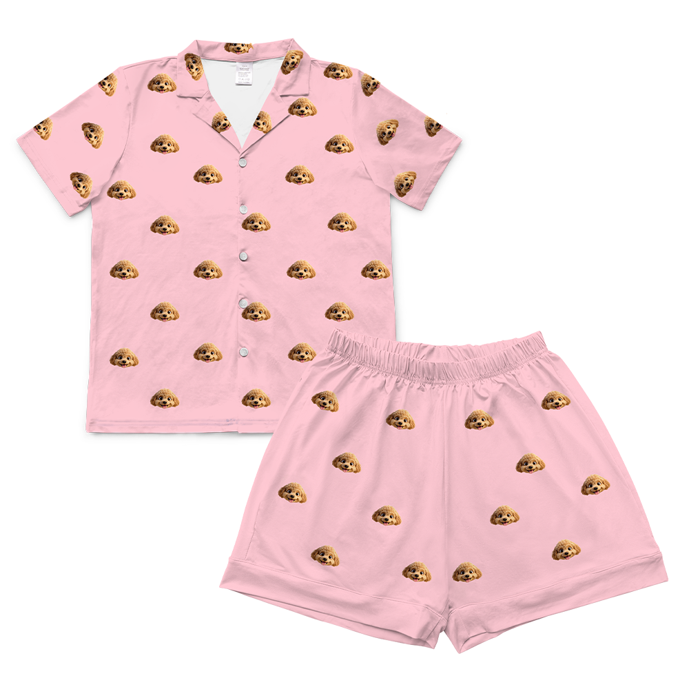 This is a pajama set which contains a short sleeve shirt with buttons and a short pajama[ShortSleevePajamaShirt&ShortsSet]