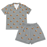 This is a cartoon pajama set which contains a short sleeve shirt with buttons and a short pajama[ShortSleevePajamaShirt&ShortsSet]