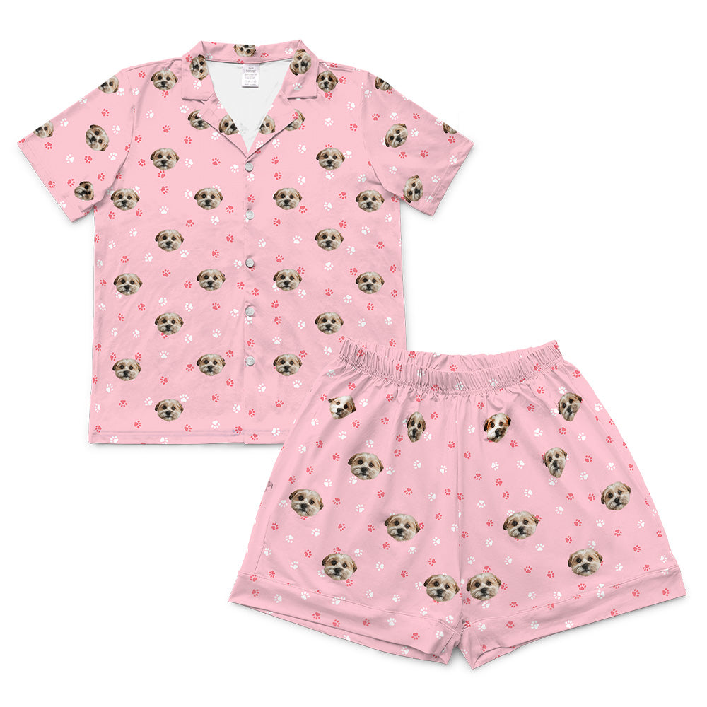 LightPinkPawsShortSleevePajamaShirt&amp;ShortsSet
