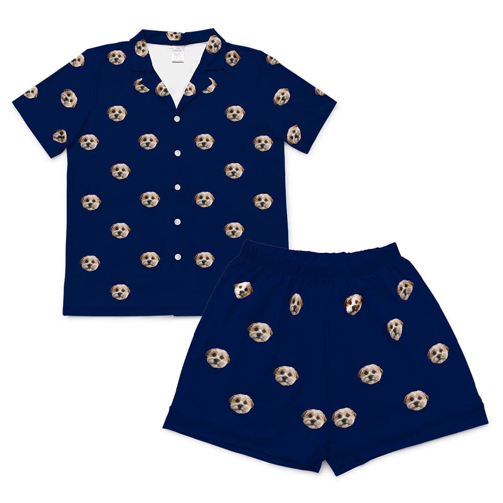 NavyShortPajamaSet(Shirt&Shorts)1Pet