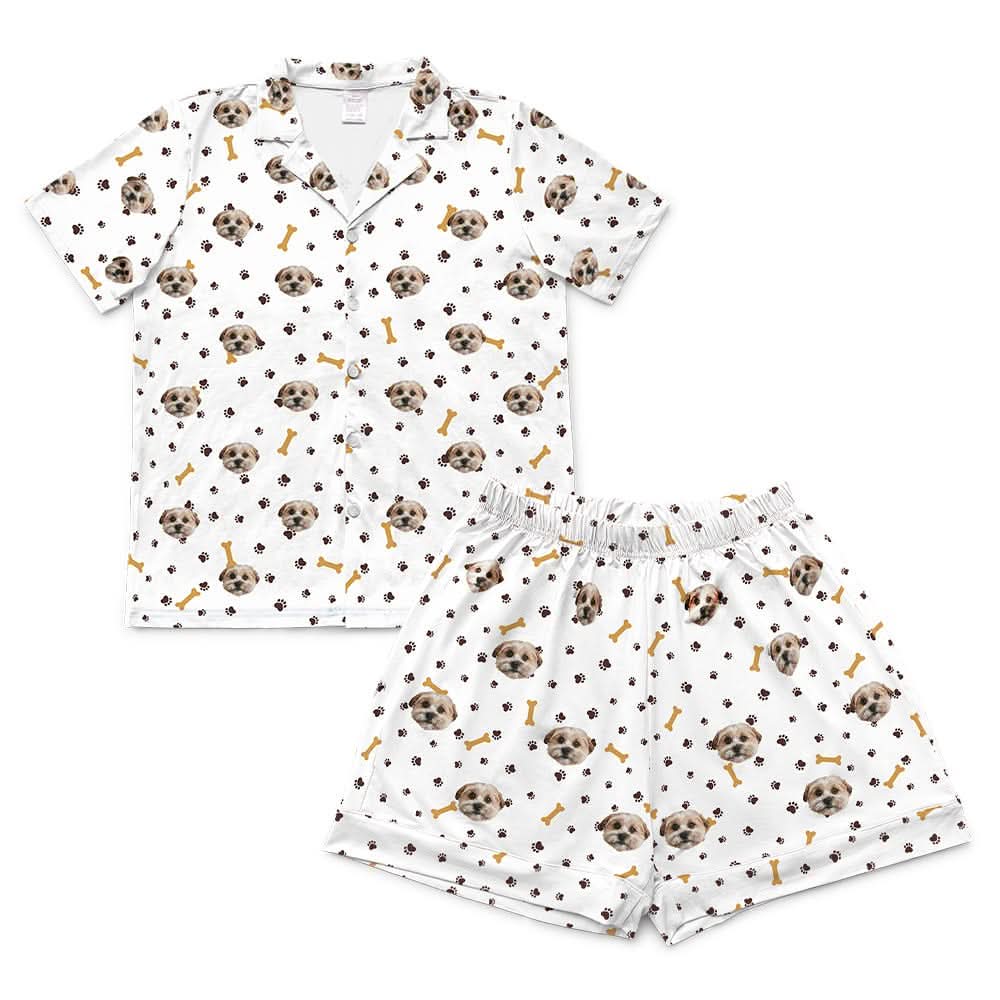 This is a pajama set which contains a short sleeve shirt with buttons and a short pajama[ShortSleevePajamaShirt&ShortsSet]