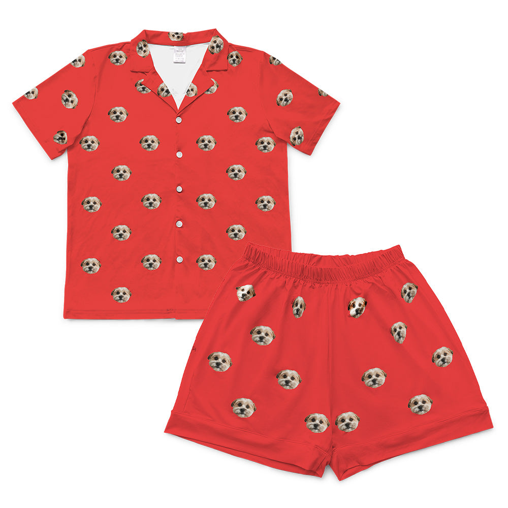 SolidRedPajamaSet(Shirt&amp;Shorts)1PetImage