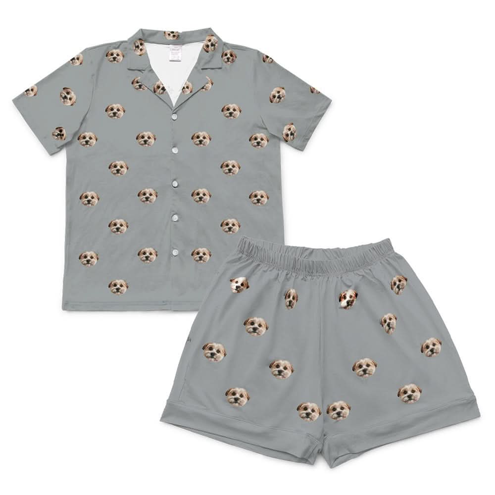 This is a pajama set which contains a short sleeve shirt with buttons and a short pajama[ShortSleevePajamaShirt&ShortsSet]
