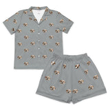 This is a pajama set which contains a short sleeve shirt with buttons and a short pajama[ShortSleevePajamaShirt&ShortsSet($79.00)]