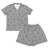 This is a pajama set which contains a short sleeve shirt with buttons and a short pajama[SlateGrayPawsShortSleevePajamaShirt&ShortsSet($79.00)]