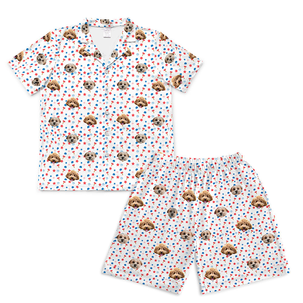 Stars&amp;PopsPajamaSet(Shirt&amp;Shorts)7-InchInseamShorts2PetImages(+$4.00)