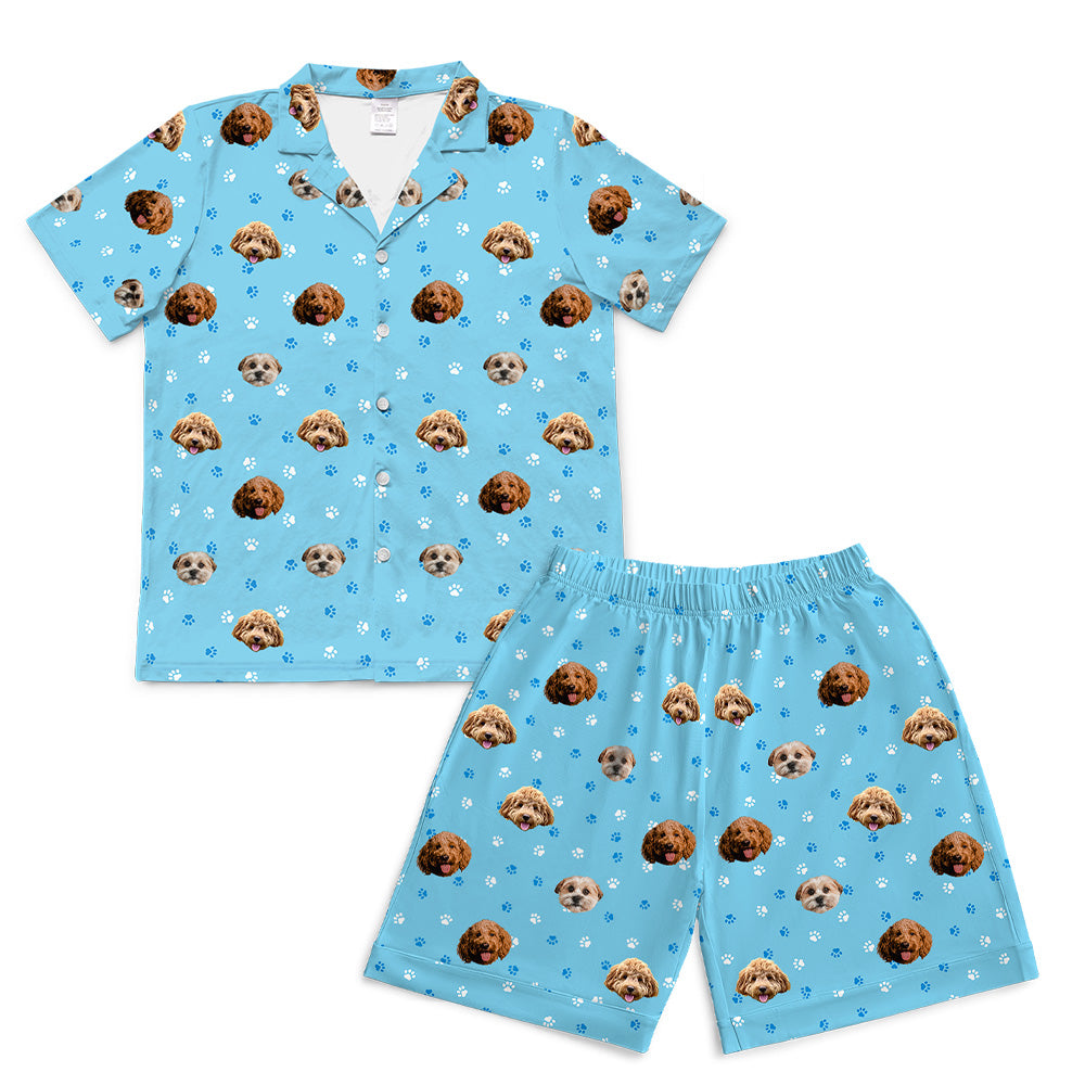 LightBluePawsPajamaSet(Shirt&amp;Shorts)7-InchInseamShorts3PetImages(+$8.00)