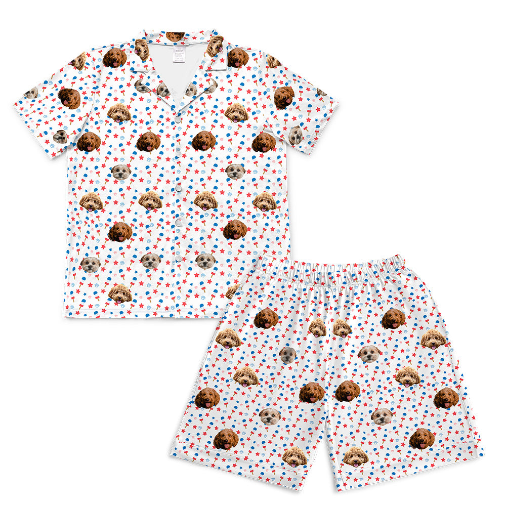 Stars&amp;PopsPajamaSet(Shirt&amp;Shorts)7-InchInseamShorts3PetImages(+$8.00)