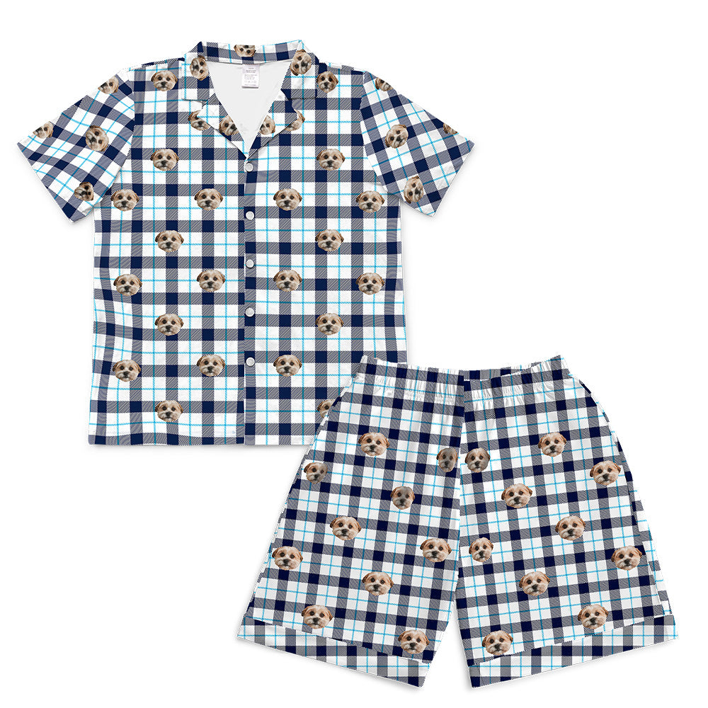 BluePlaidPajamaSet(Shirt&amp;Shorts)7-InchInseamShorts1PetImage