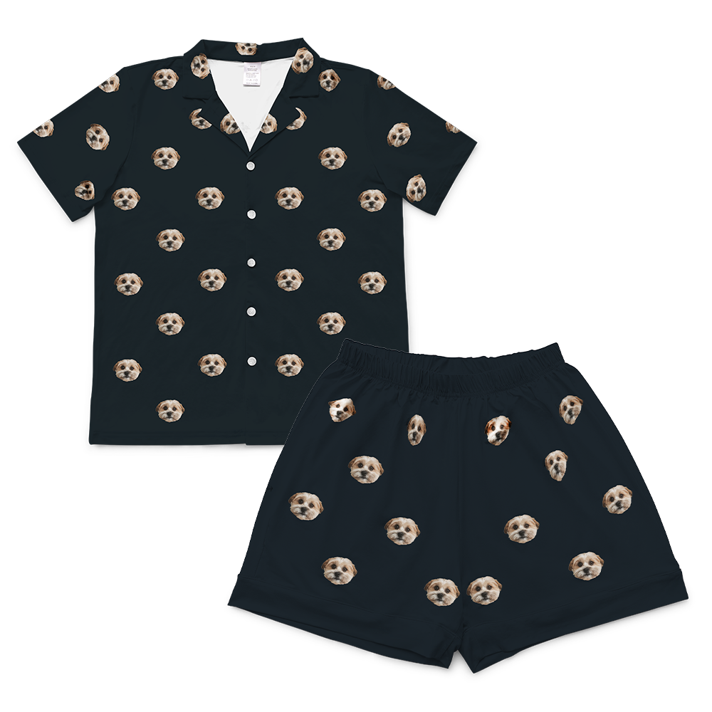This is a pajama set which contains a short sleeve shirt with buttons and a short pajama[ShortSleevePajamaShirt&ShortsSet]