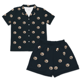 This is a pajama set which contains a short sleeve shirt with buttons and a short pajama[ShortSleevePajamaShirt&ShortsSet($79.00)]