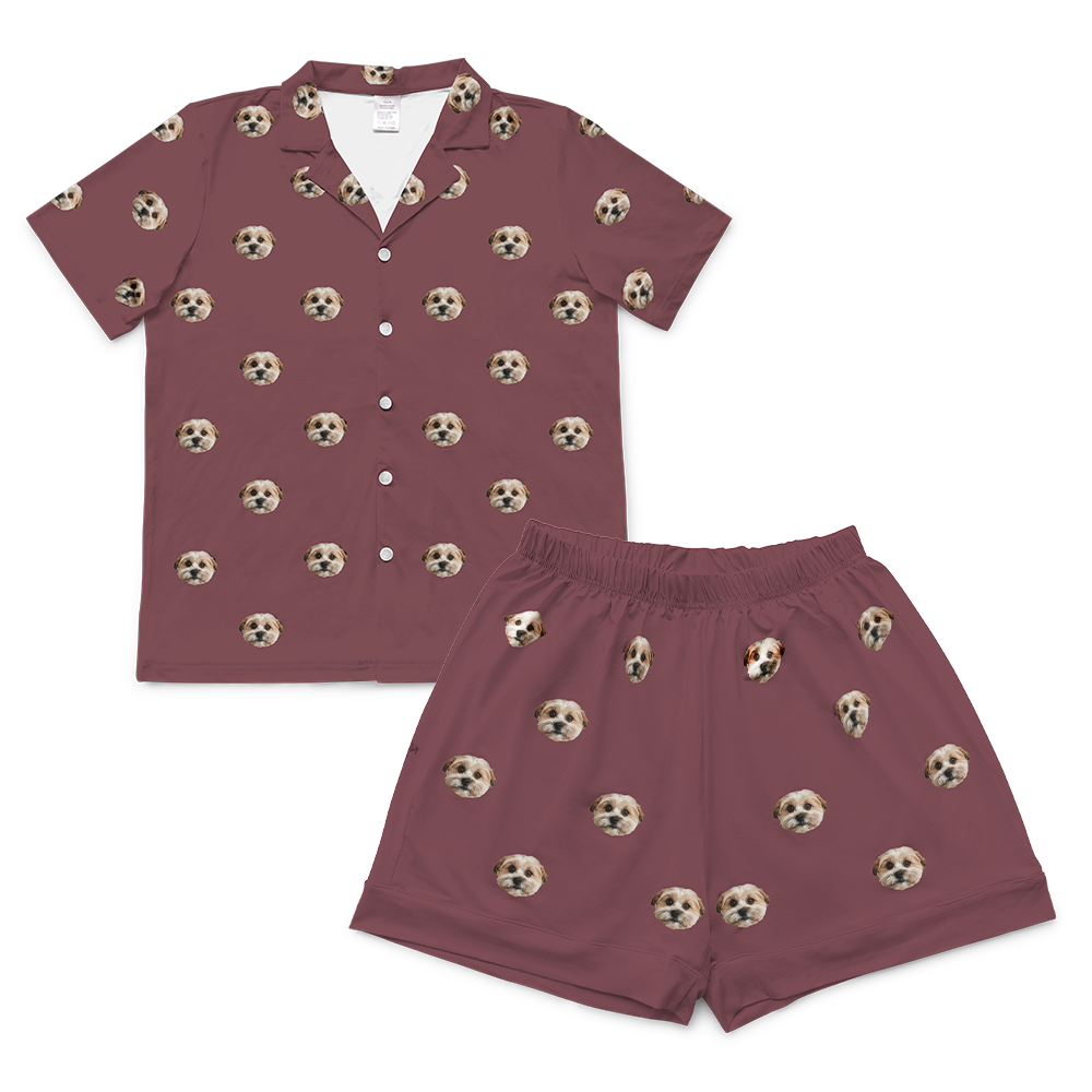 MaroonShortSleevePajamaShirt&amp;ShortsSet