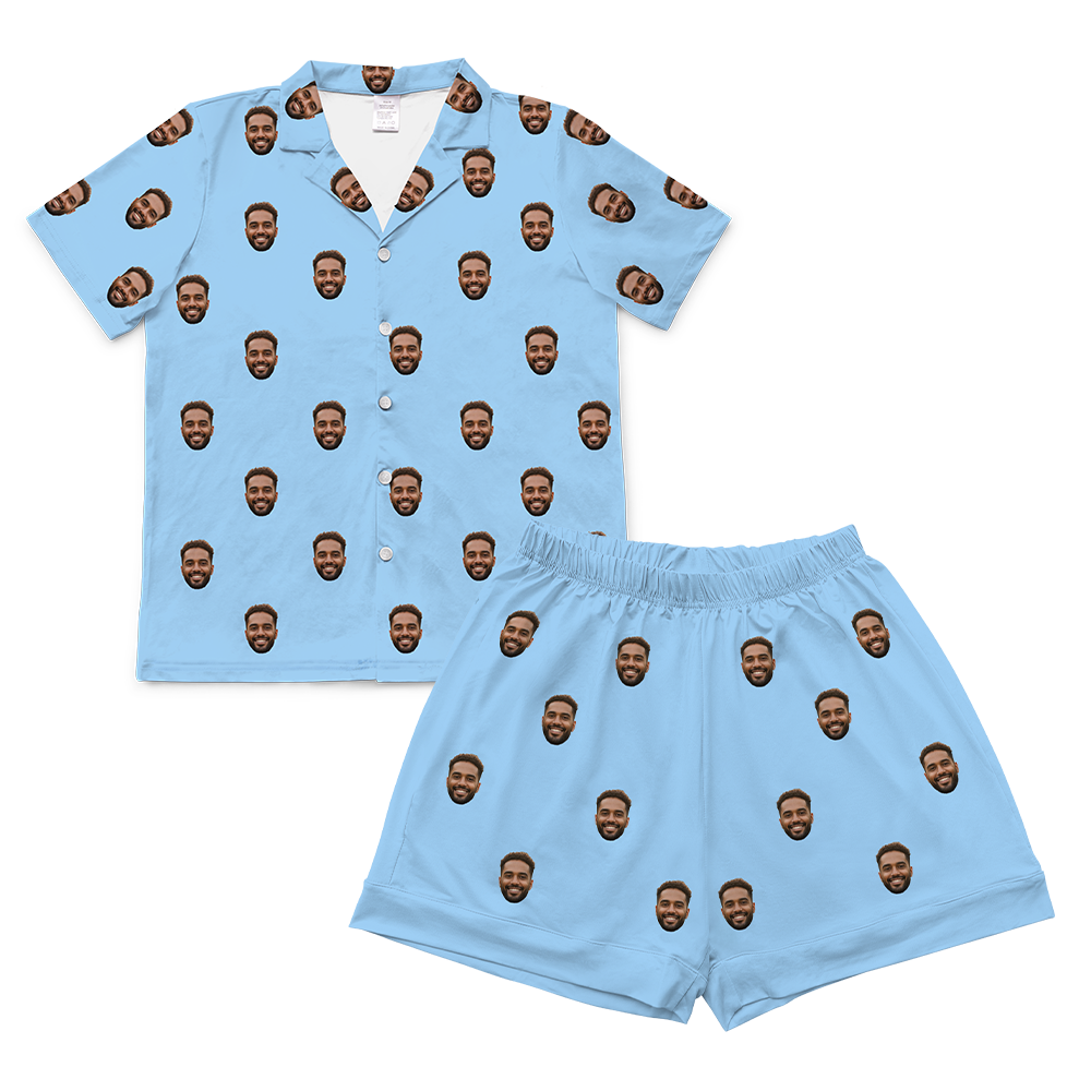 SkyBlueShortSleevePajamaShirt&ShortsSet