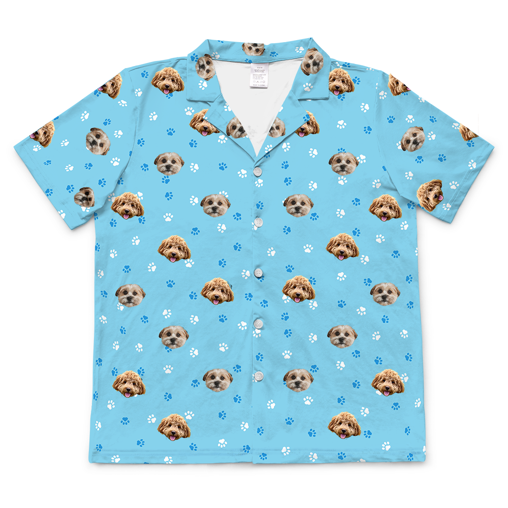 LightBluePawsShortSleevePajamaShirtOnly2Pets