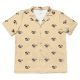 These are pajama shirt in a butter yellow color with repeating pet faces on them[ButterYellowShortSleevePajamaShirt($45.00)]