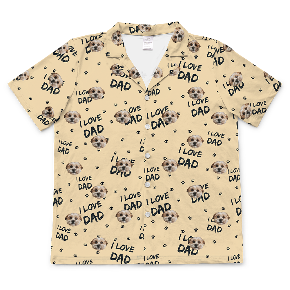 ILoveDad-BeigeShortSleevePajamaShirt1Pet
