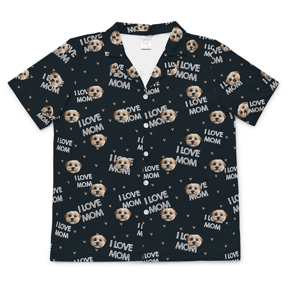 ILoveMom-BlackShortSleevePajamaShirt